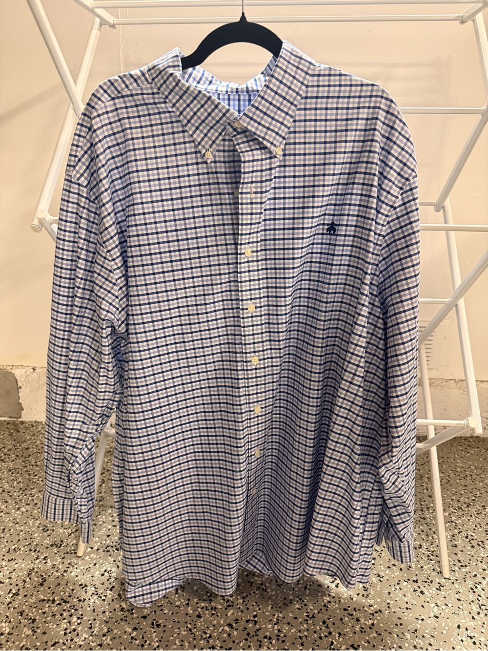 Brooks Brothers Plaid Button Down Shirt 3XL Blue White